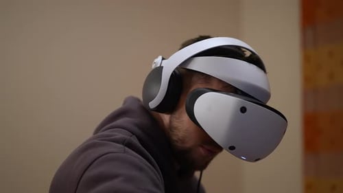 Young Adult Wearing a Virtual Reality Headset