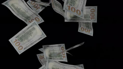 Falling Hundred Dollar Bills Realistic Animation Overlay