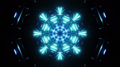 Futuristic Blue Neon Light Tunnel Kaleidoscope Loop