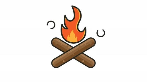 animiertes Video des Brennholzsymbols für Campingausrüstung, Lagerfeuersymbol