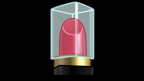 Glossy Red Lipstick Extend Animation with Cap