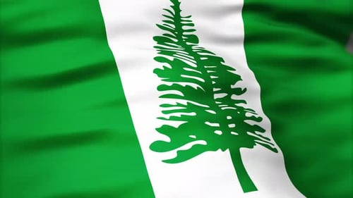 Realistic Norfolk Island Flag Waving Animation Loop