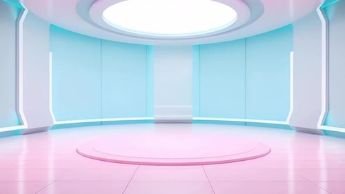 Futuristic Virtual Studio Background with Circular Stage