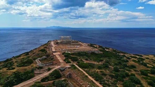 Site archéologique de Sounion avec les ruines du temple de Poséidon à Lavreotiki, Attique orientale, Grèce