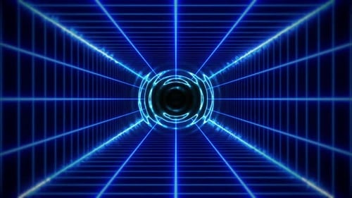 Fond de tunnel à grille lumineuse rétro cyberpunk