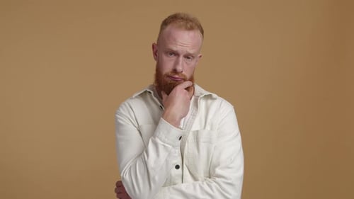 Caucasian Male Model in His 30s Looking Cheerful and Happy While Clapping