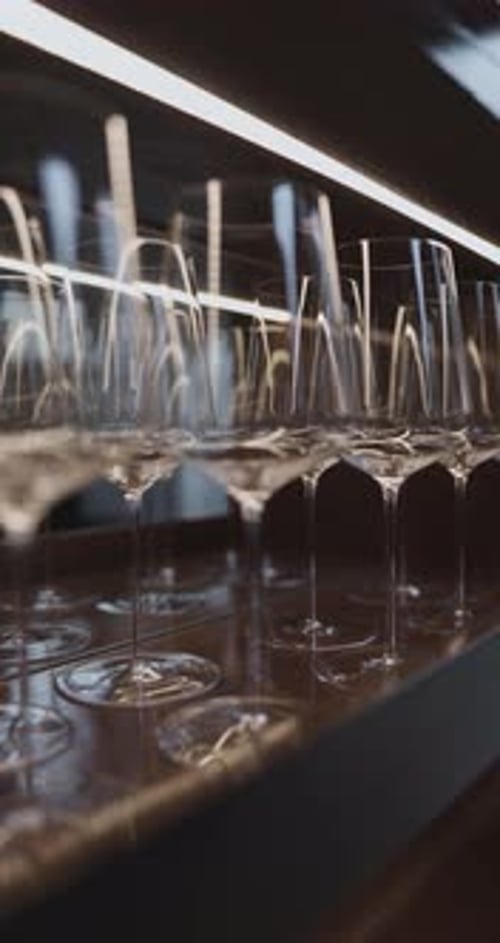 Clean Wine Glasses are in the Wine Cabinet in Restaurant Local Illumination