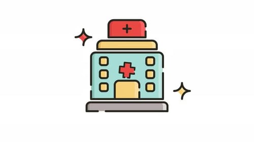 Animated Modern Hospital Building Icon