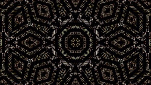 Abstract digital 3D animation. Colored curved circular lines on black background, seamless circle