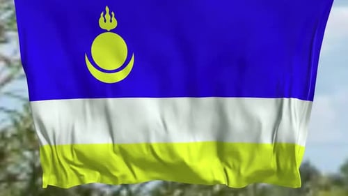 Realistic Waving Flag Animation with Blue White Yellow