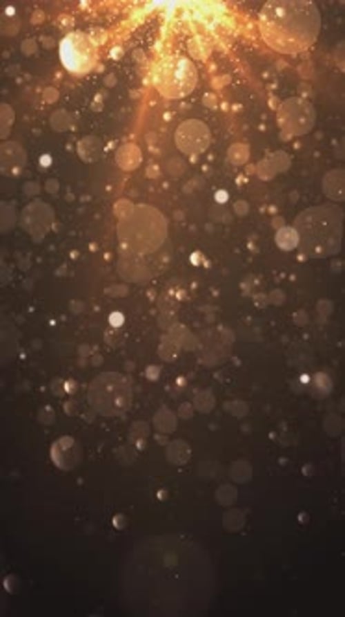 Golden Shimmering Bokeh Particles with Festive Light Rays