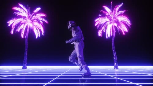 Fond Synthwave de Running Astronaut