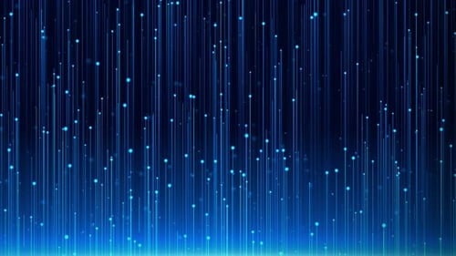 Blue Digital Neon Particles Abstract with Shining Floor Particle Stars Dust