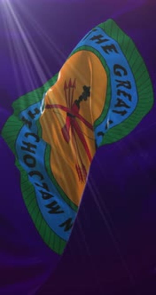 Choctaw Nation Flag Waving Animation with Lens Flare