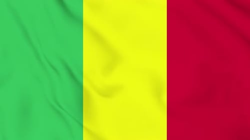 Vertical Mali Flag Waving Animation with Realistic Fabric Texture