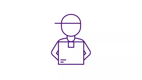 Minimalist Line Art Animation of Person Holding Package Icon