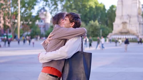 Affectionate Gay Couple Hugging Lovingly in a Park