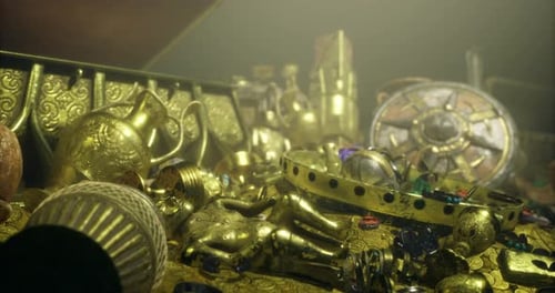 Opulent Golden Treasure Chest Animated Discovery