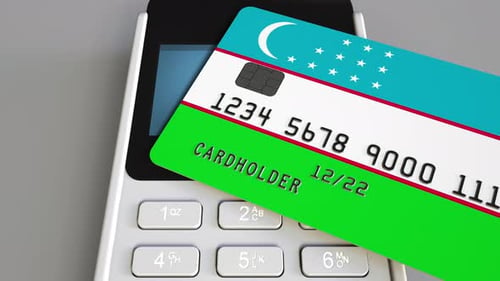 Modern 3D Animation of Contactless Credit Card Payment Terminal