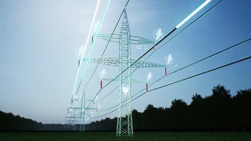 Industrial Metal Power Tower with High Voltage Current Flowing Through Wires