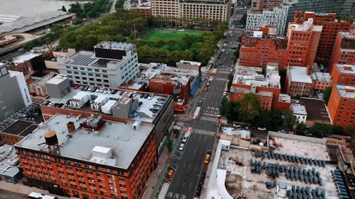 American downtown new york aerial view. USA building touristic city.