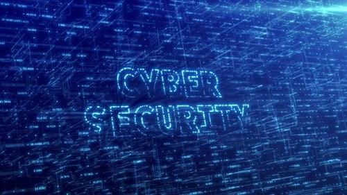 Cyber Security Text Reveal on Digital Network Background