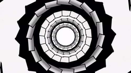 Black and White Cartoon Rotating Circles Illusion Tunnel Loop Animation
