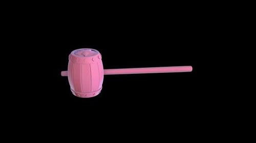 3D Stylized Pink Mallet Rotating Animation
