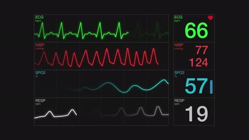 Real-time Digital Medical Monitor Displaying Vital Signs