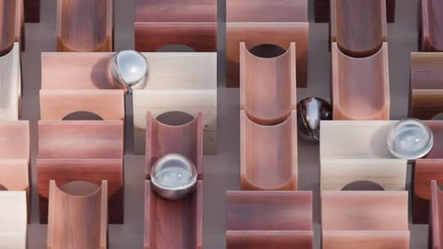 Faites glisser des balles sur des ponts rotatifs, boucle, animation 3D