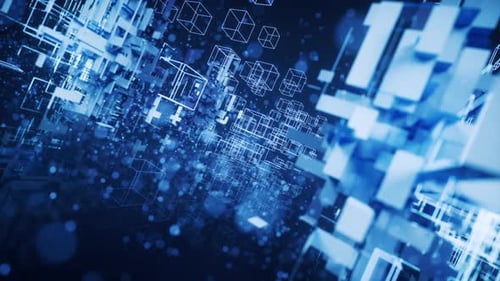 Futuristic Blue Data Grid Network Animation