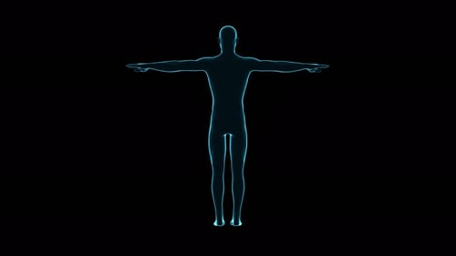Futuristic 3D Human Body Hologram Rotation