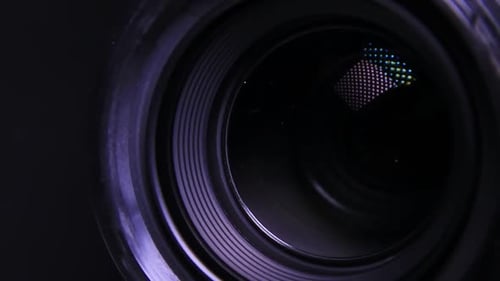 Zooming Video Camera Lens. Macro Close Up.