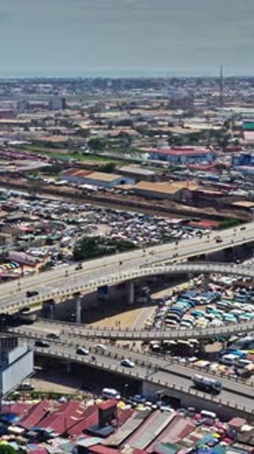 View of Accra showcasing urban landscape and traffic activity