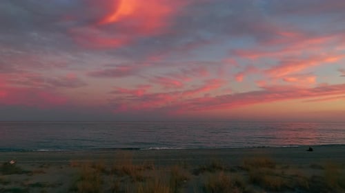 The Coast And The Red Celestial Sunset Sky