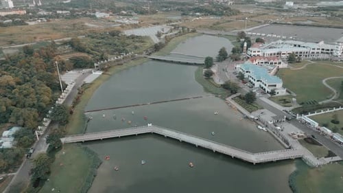 Aerial view of Meikarta Central Park lake