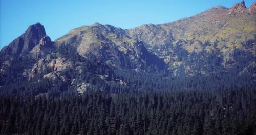 Majestic Mountain Landscape with Lush Forest and Clear Sky