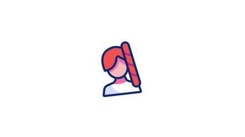 Animated Flat Design Person Icon with Swinging Ponytail