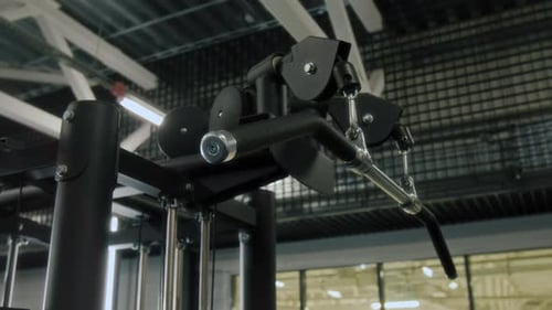 Close-Up of Cable Machine in Gym