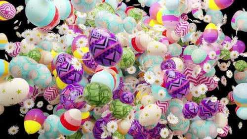 Animated Easter Eggs and Daisy Flowers Overlay