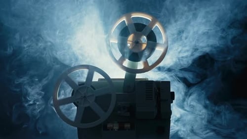 Vintage 8Mm Film Projector Rotating Reels Nostalgic Charm of Classic Cinema