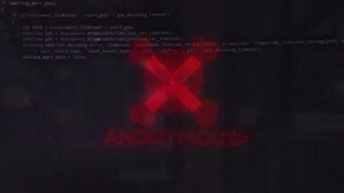 Anonymous Hacker Code Glitch Reveal with Skull Logo
