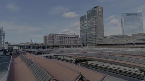 Oslo Central railway station and skyscraper timelapse