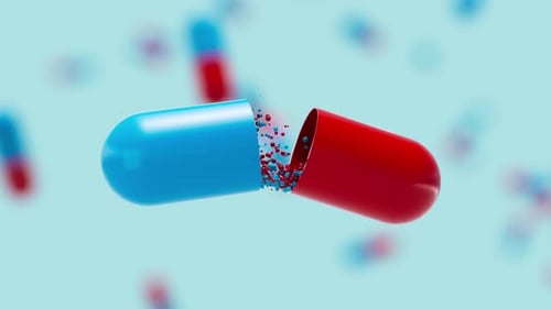 Medical Capsule Opening Revealing Particles Animation