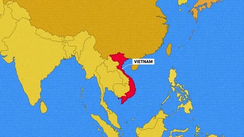 Vietnam Map Yellow And Blue Color New Style