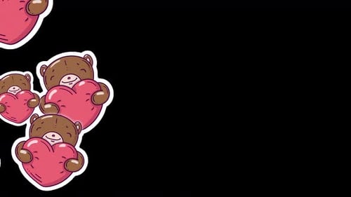 transition valentine bear teddy with alpha channel of transparency