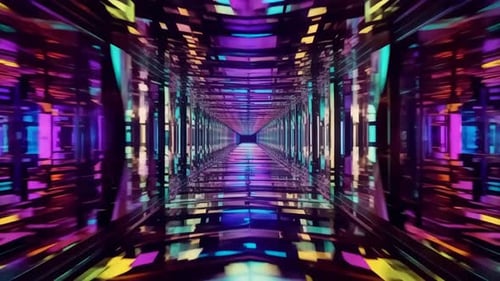 Futuristic Neon Sci Fi Tunnel Motion Graphics Loop