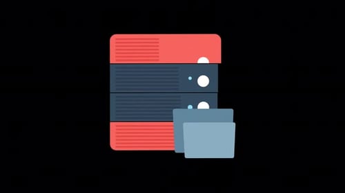 Flat Design Server with Download Folder Icon Animation