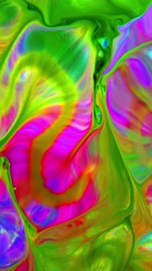 Abstract Fluid Paint Swirls in Vibrant Colors
