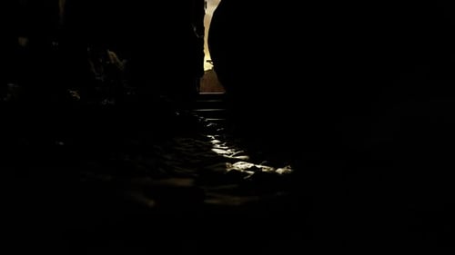 Easter Resurrection Scene with Crosses and Light Rays